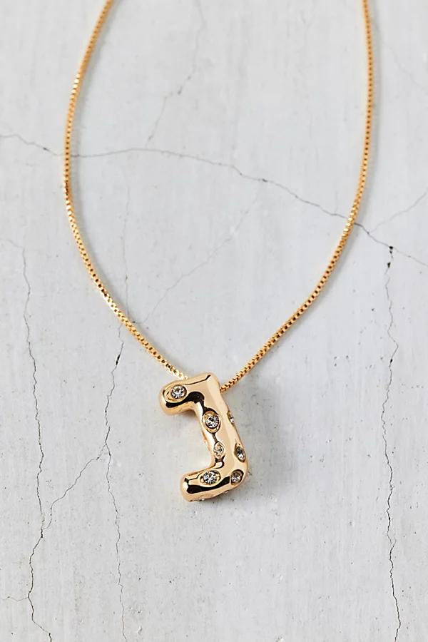 14k Gold Plated Rhinestone Bubble Initial Charm Necklace, Womens at Urban Outfitters Product Image