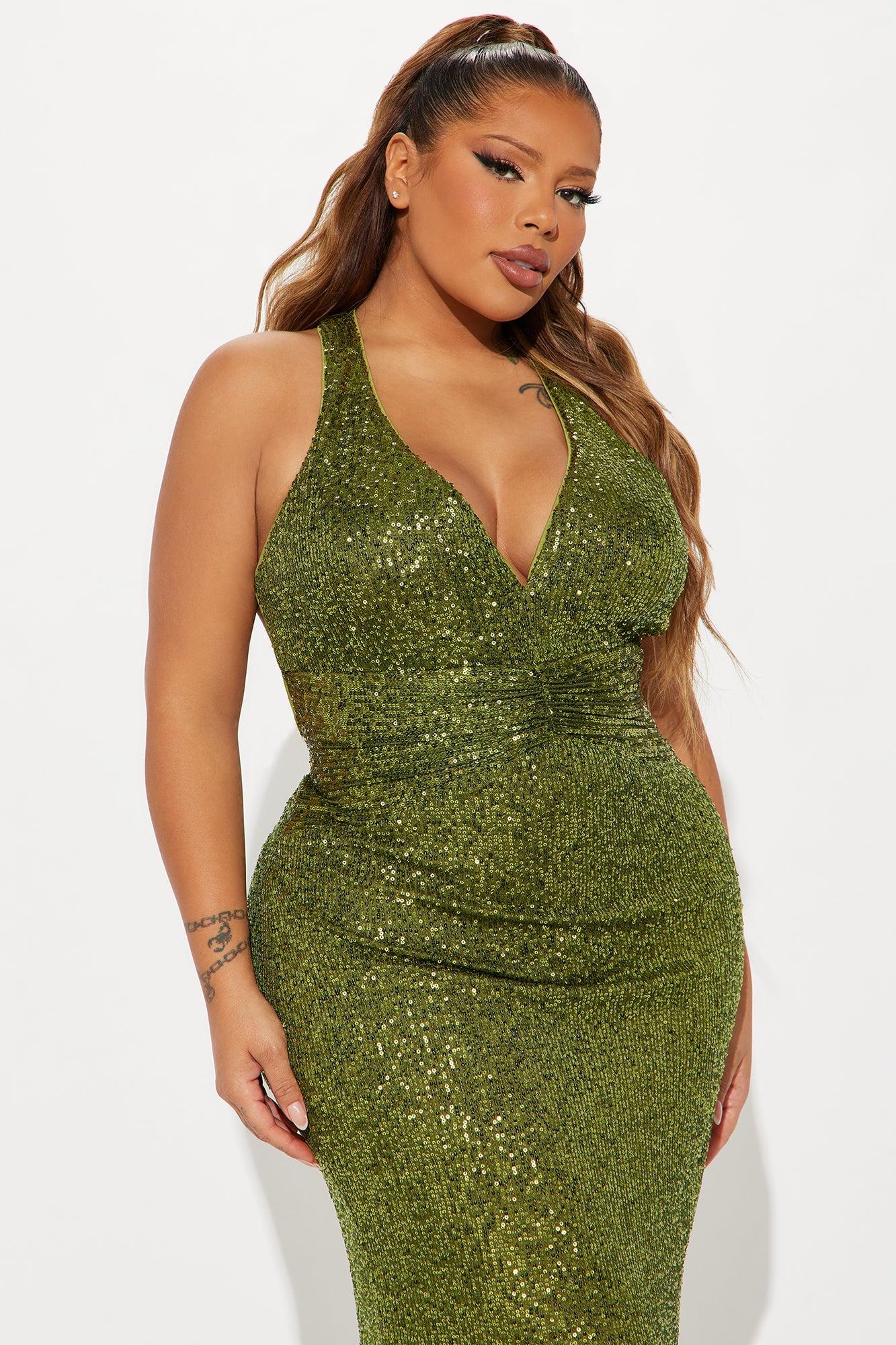 Jocelyn Backless Sequin Gown - Chartreuse Product Image