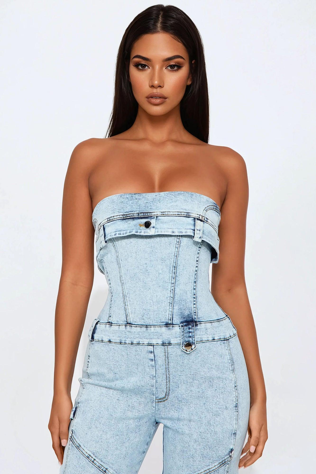 Ride With Me Denim Jumpsuit - Light Wash Product Image