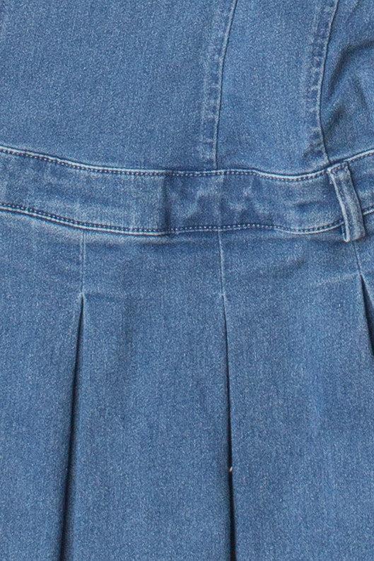 Strapless Denim Pleated Mini Dress Product Image
