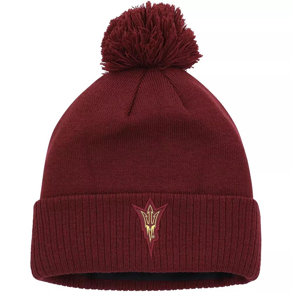 Men's adidas Maroon Arizona State Sun Devils 2023 Sideline COLD.RDY Cuffed Knit Hat with Pom, Red Product Image