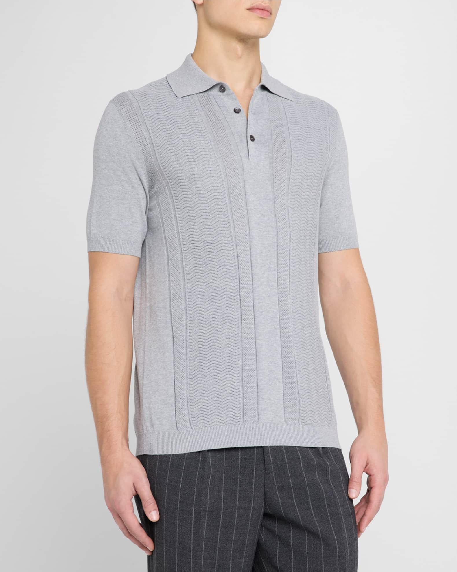 Men's Cotton Chevron Stripe Short-Sleeve Polo Sweater Product Image