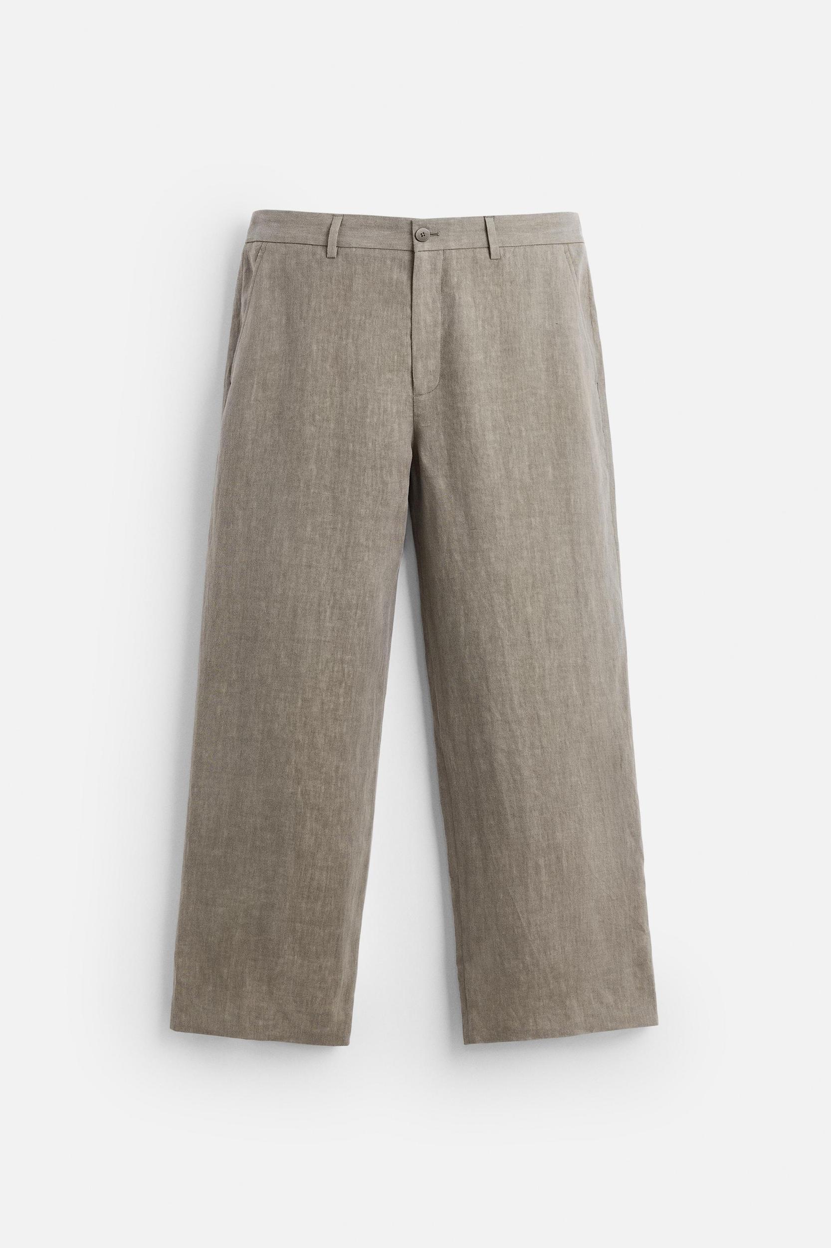 100% WASHED LINEN SUIT PANTS Product Image