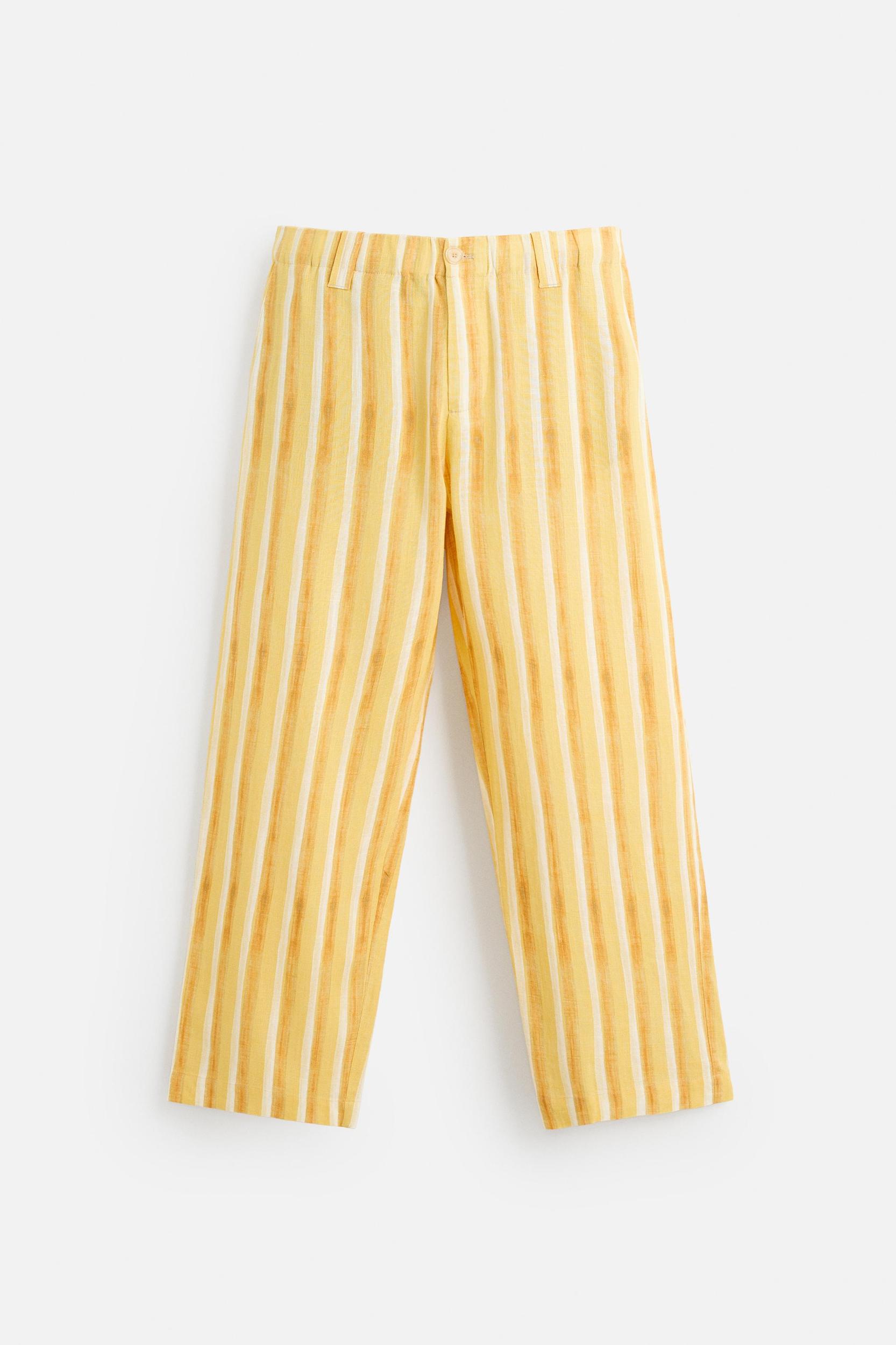 VISCOSE LINEN STRIPED PANTS Product Image
