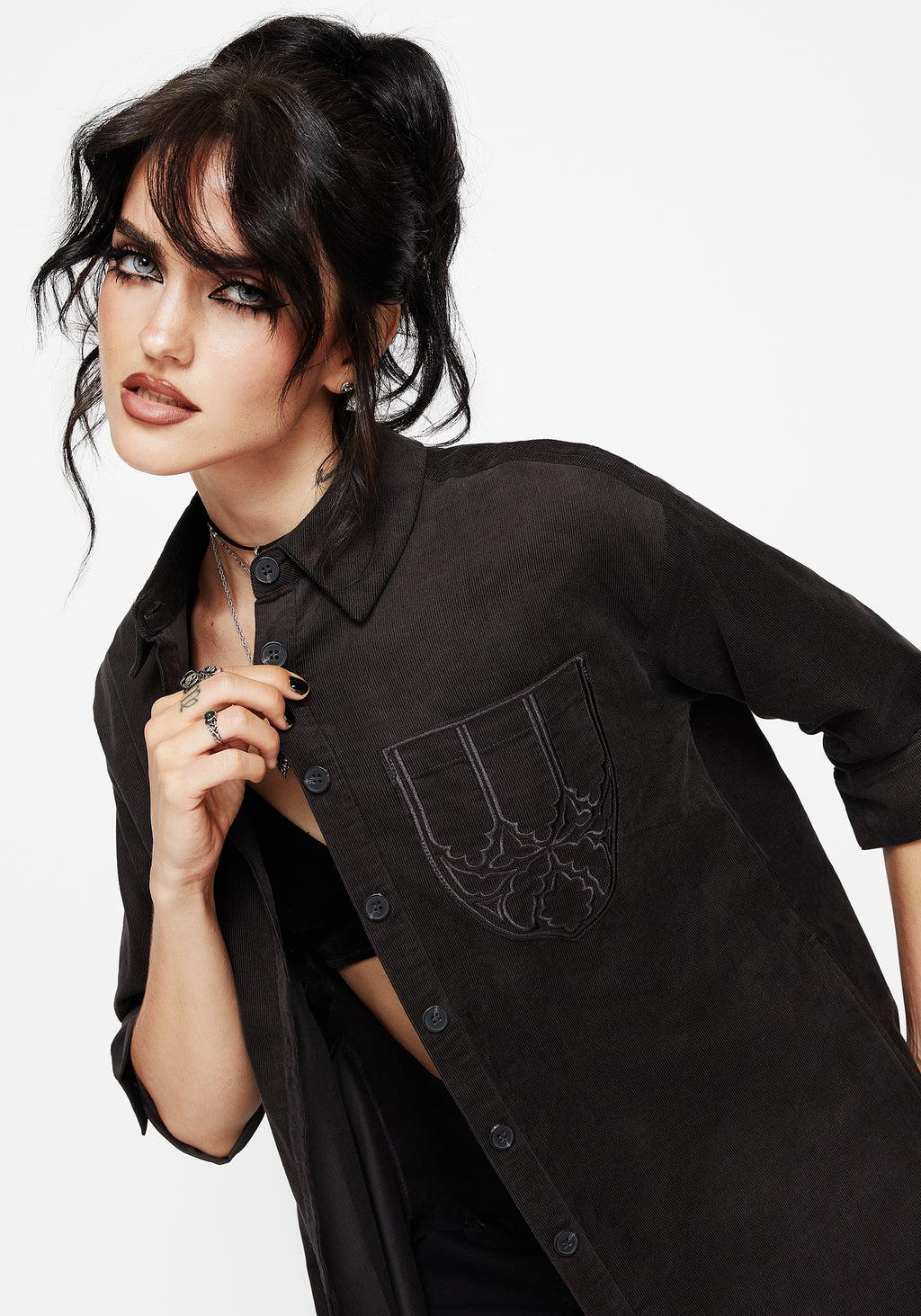 Axis Cotton Pocket Embroidered Mini Shirt Dress Product Image