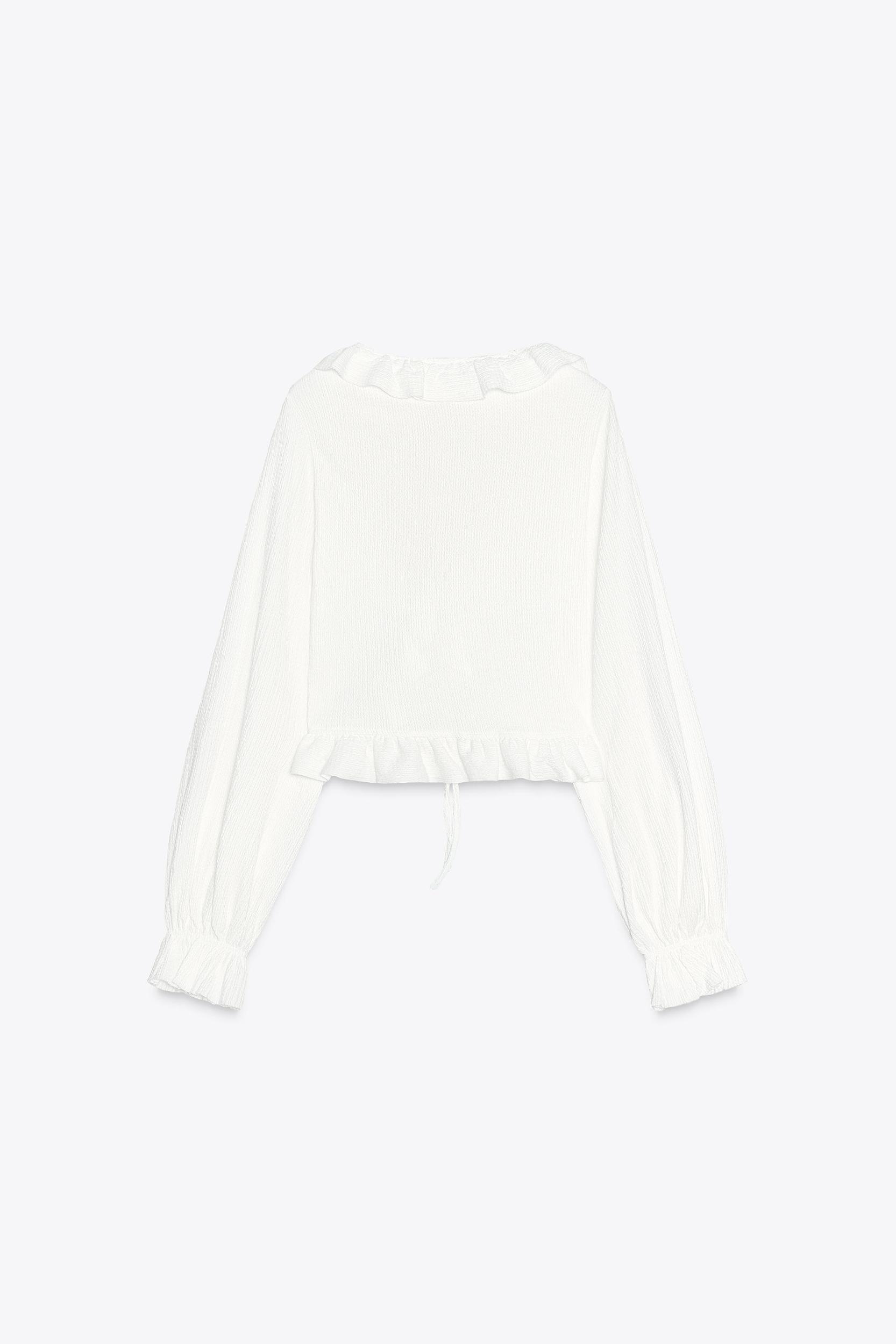 RUFFLED V-NECK TOP Product Image