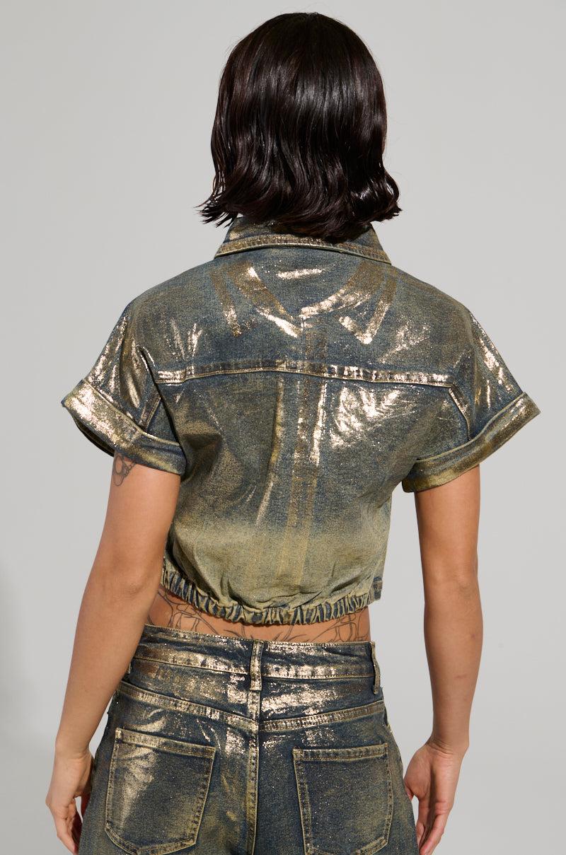 ALL ABOUT THAT SHINE BUTTON DOWN TOP Product Image