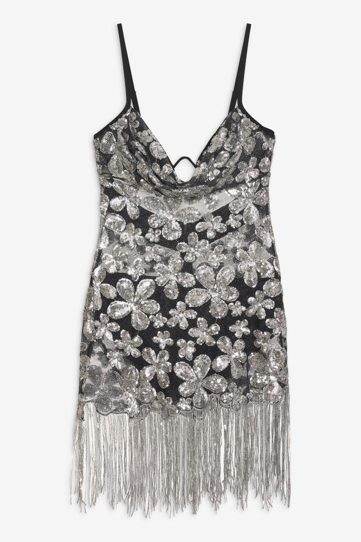 Colette Mini Dress — Silver Product Image