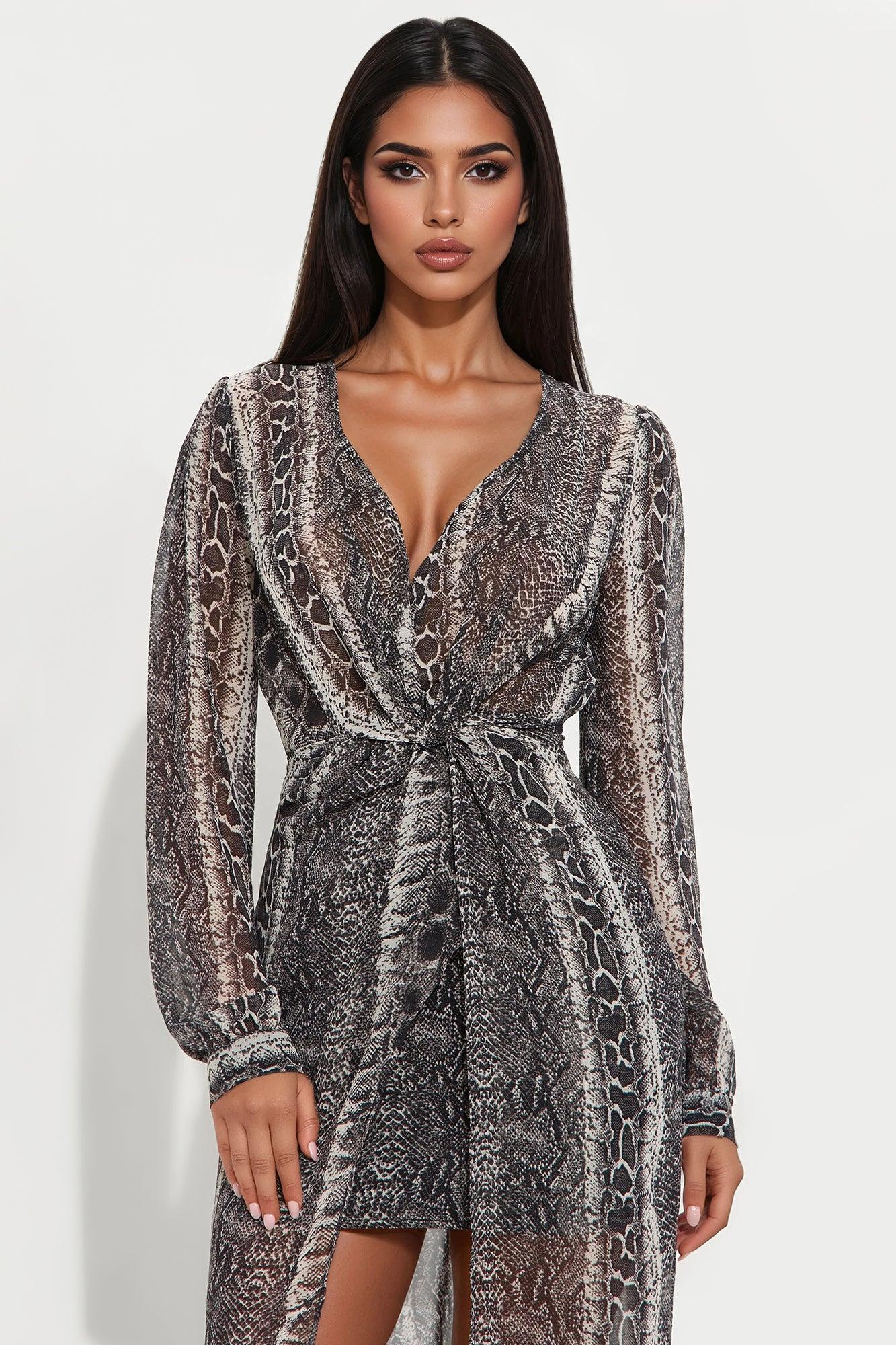 Martina Chiffon Maxi Dress - Grey/combo Female Product Image