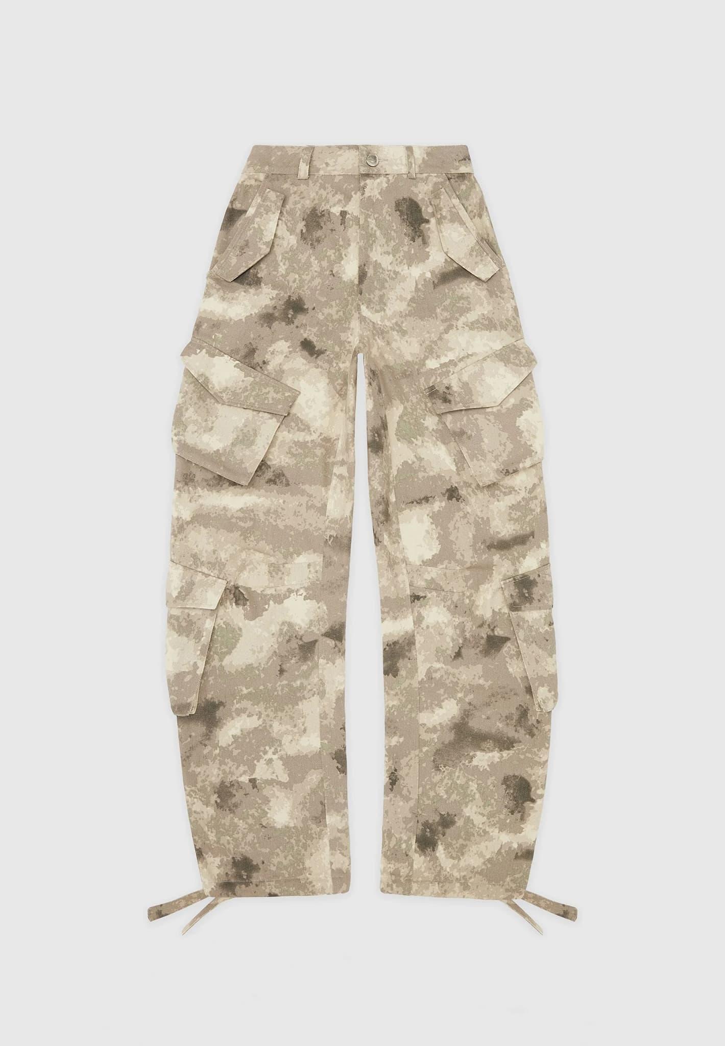 High Waisted Camo Cargo Pants - Beige Female Product Image