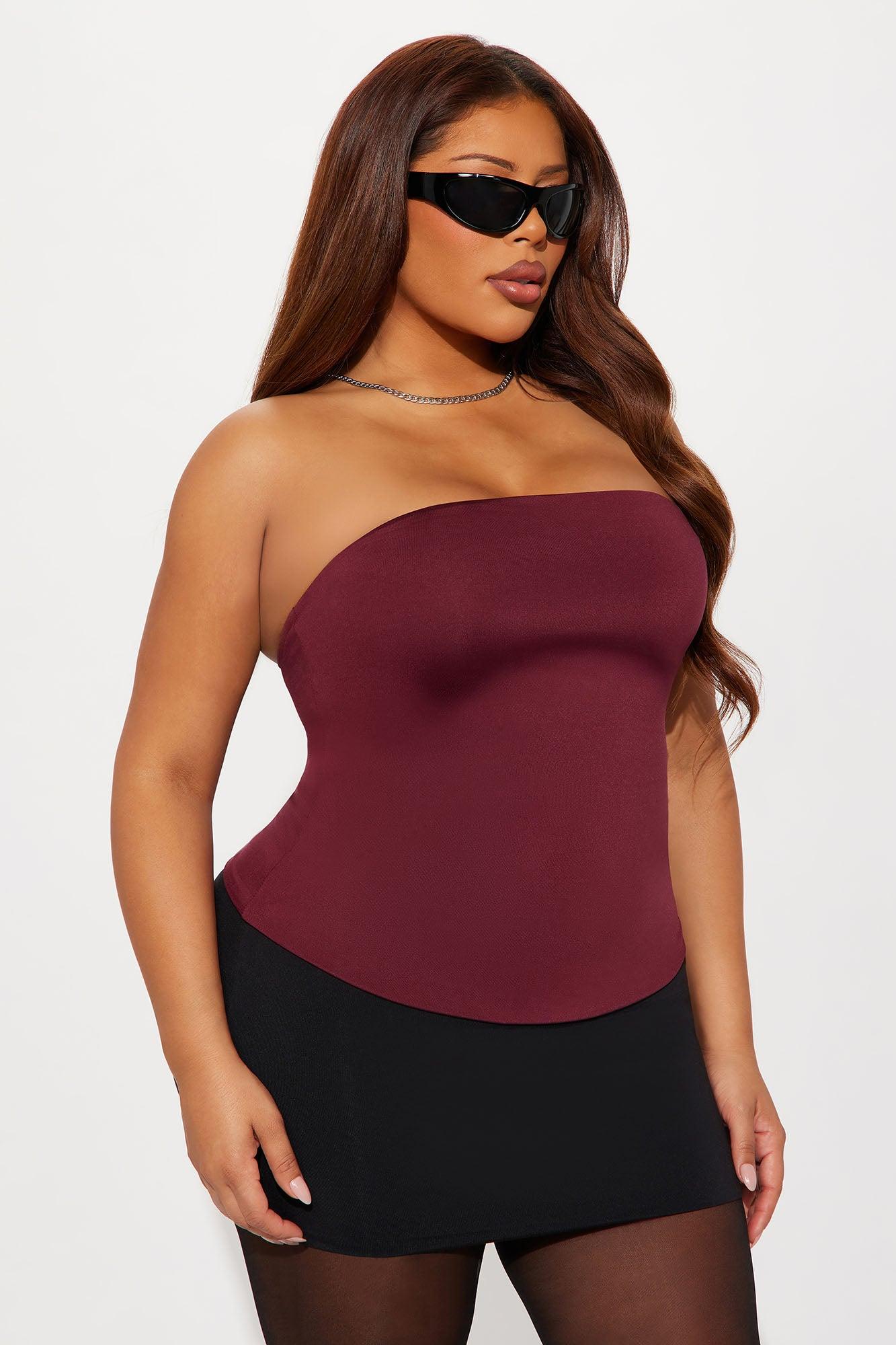 Contour Double Lined Tube Top - Wine Female Product Image
