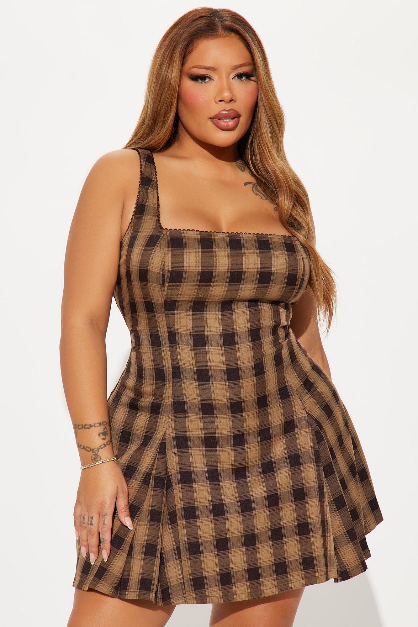 Poppy Plaid Mini Dress - Brown Combo Female Product Image
