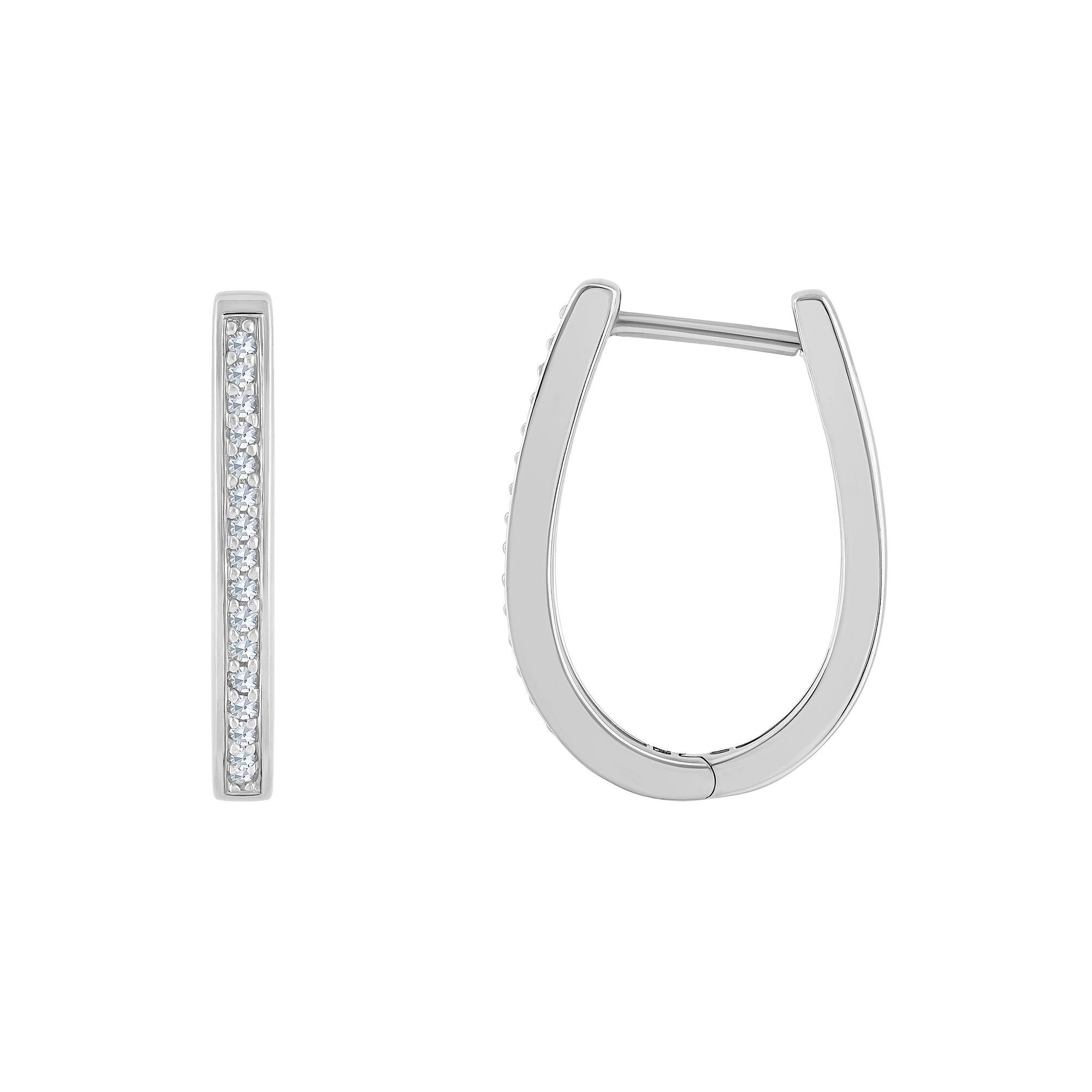 Celebration Gems 14k Gold 1/10 Carat T.W. Diamond Hoop Earrings, Women's, 14k Whgold Product Image