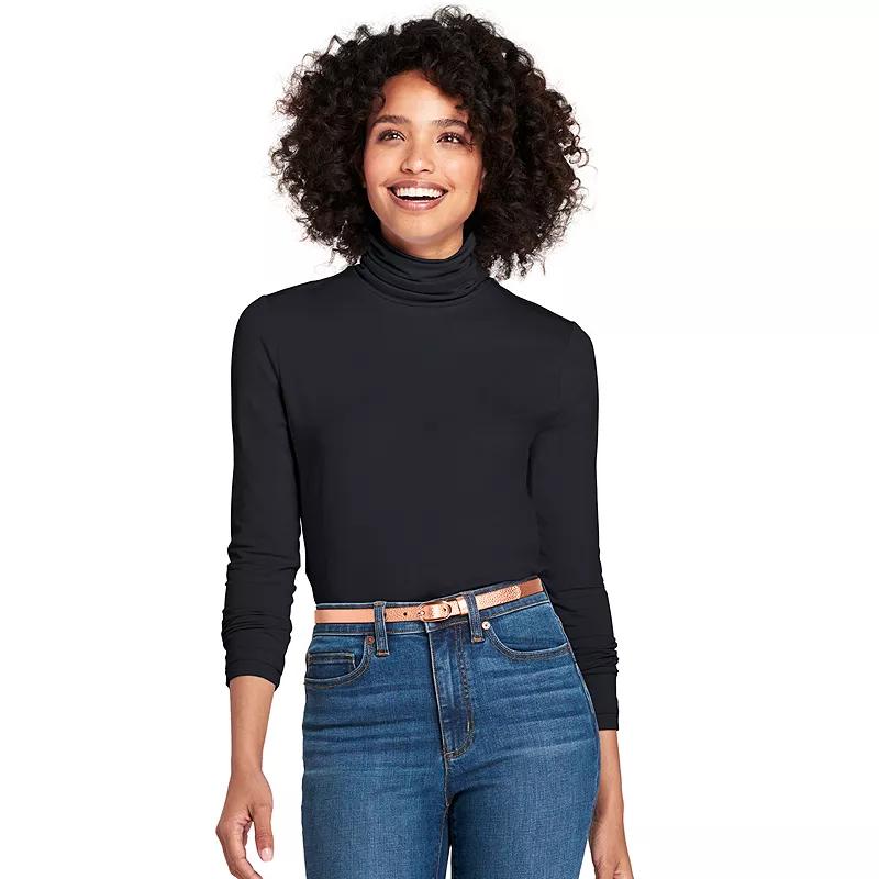 Petite Lands' End Lightweight Fitted Long Sleeve Turtleneck, Women's,  Product Image