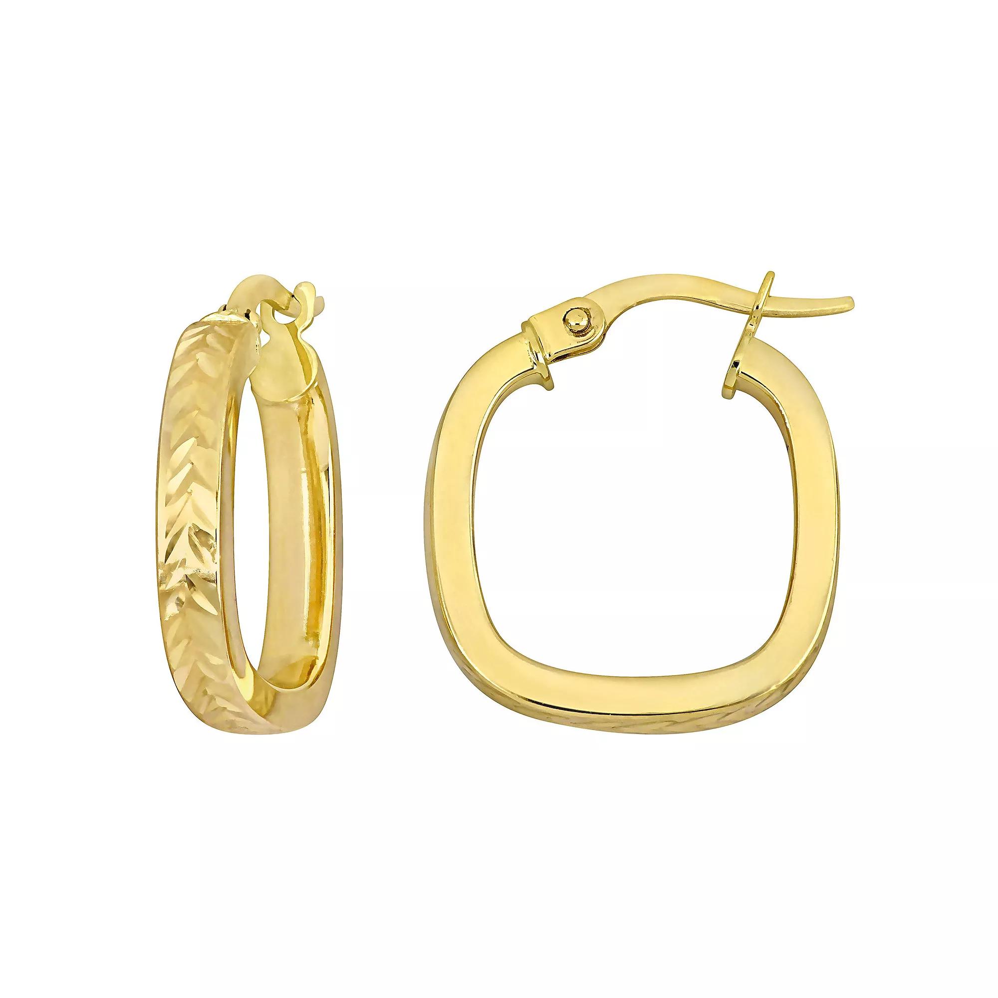 Stella Grace 10k Gold Textured Square Hoop Earrings, Women's Product Image