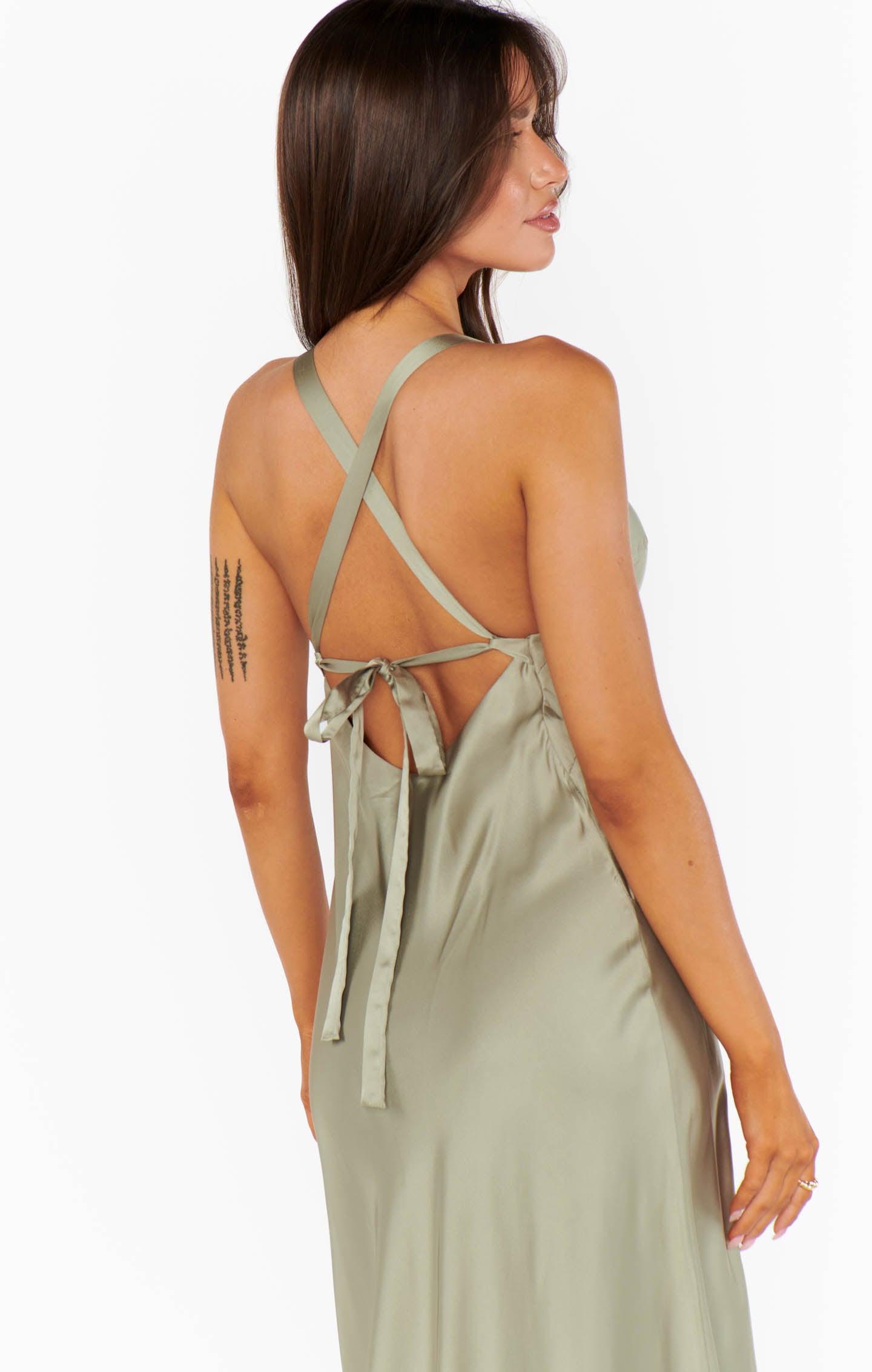 Anderson Maxi Dress ~ Moss Green Luxe Satin Product Image