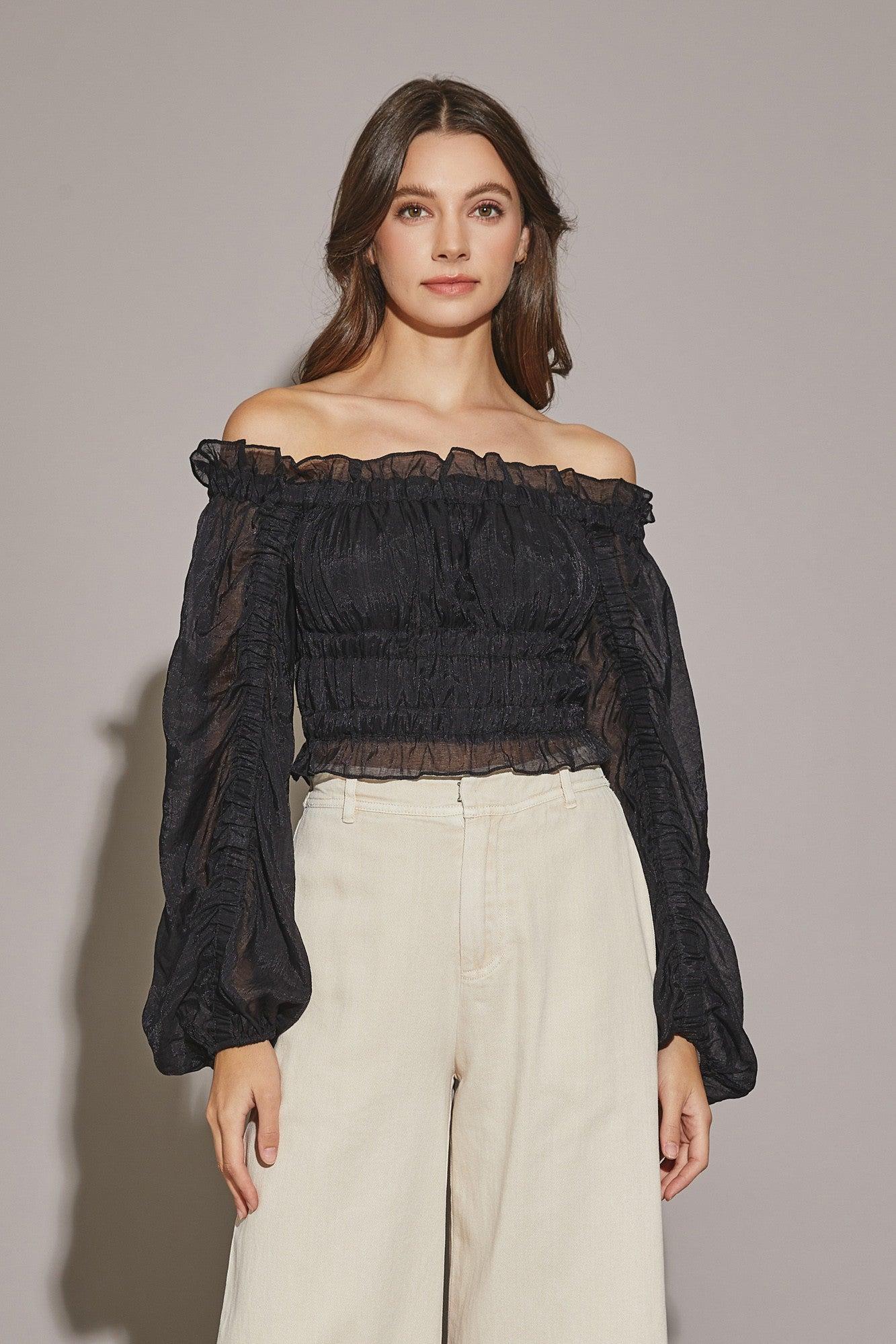 Off the Shoulder Cropped Dress Top Product Image