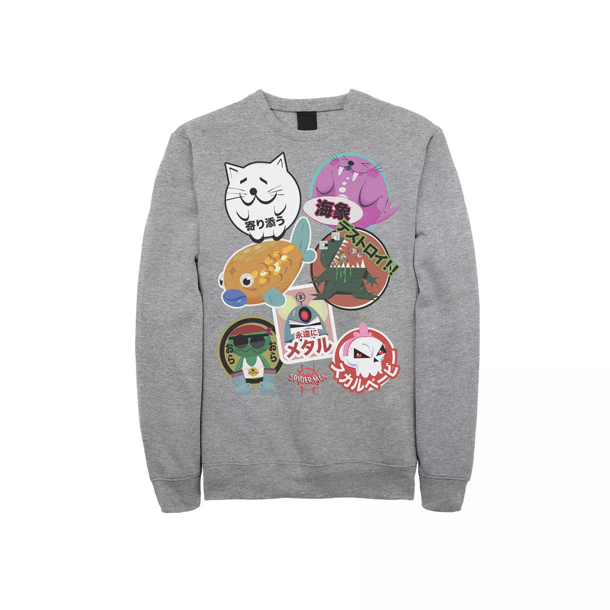 Men's Marvel Spider-Man Spiderverse Peni Stickers Graphic Fleece Pullover,  Product Image