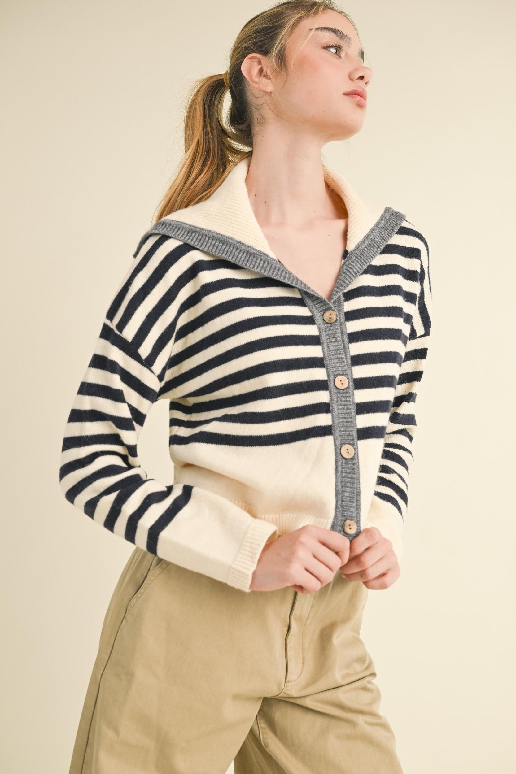 Sailor Collar Cute Sweater Cardigan Product Image