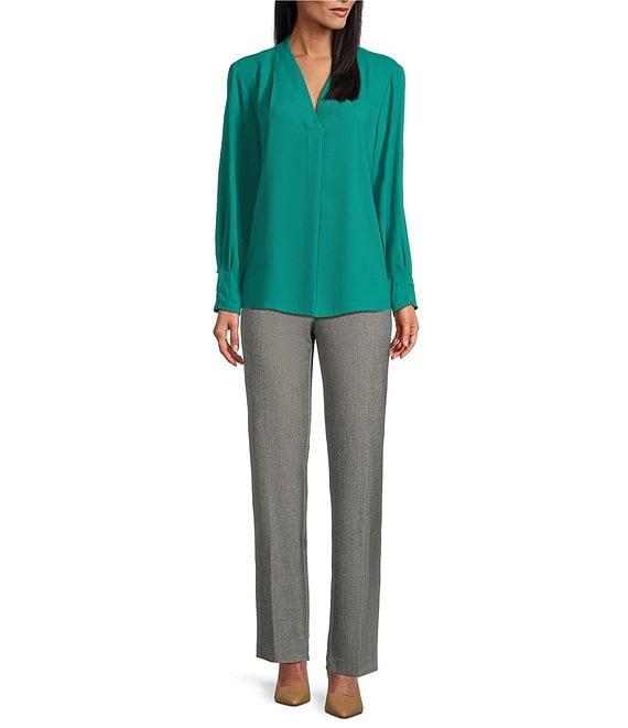 Investments Woven Long Sleeve V-Neck Top Product Image