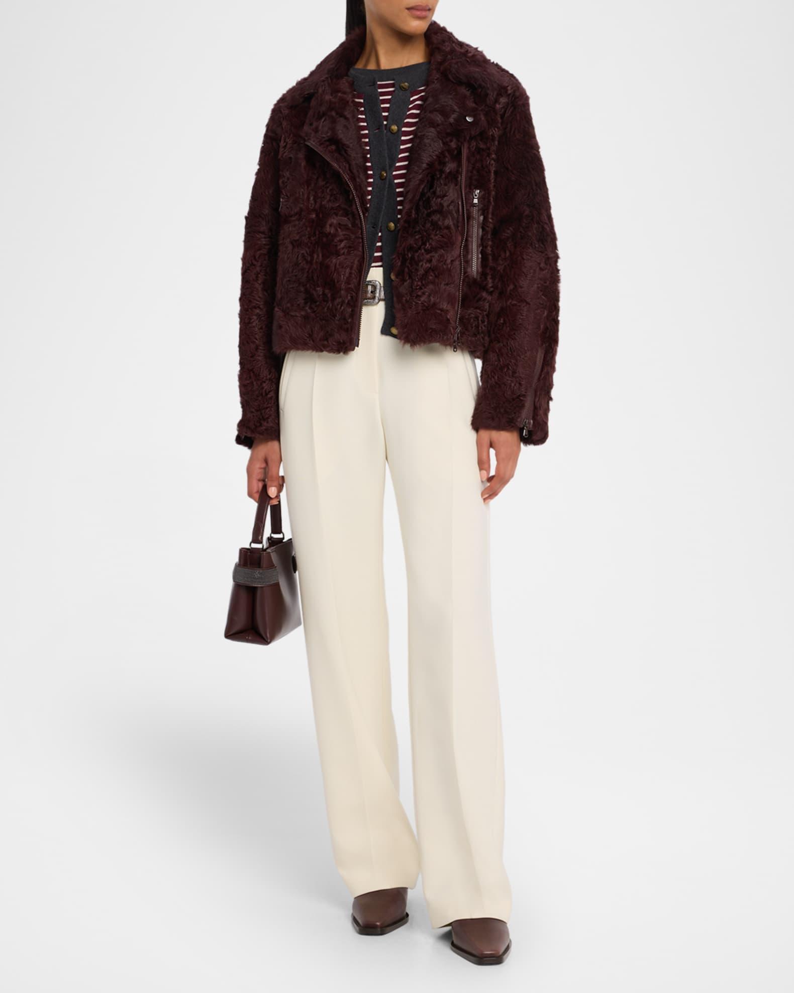 Button-Waist Double Canvas Wool Straight-Leg Pants Product Image