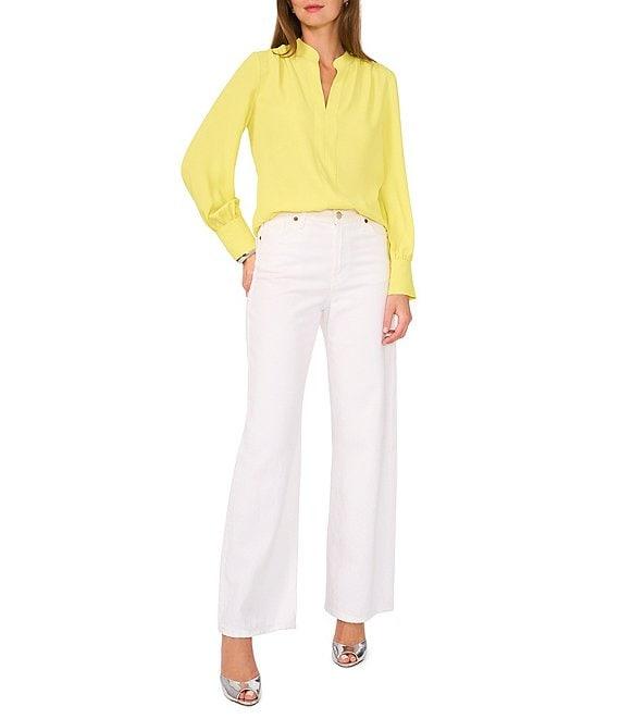 Vince Camuto Cuffed Long Sleeve V Neckline Blouse Product Image