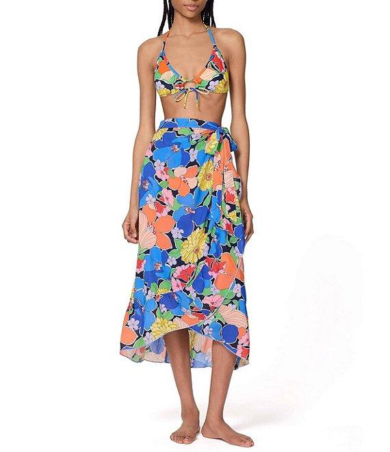 kate spade new york Coastal Floral Multi Ruffle Wrap Pareo Swim Cover-Up Product Image
