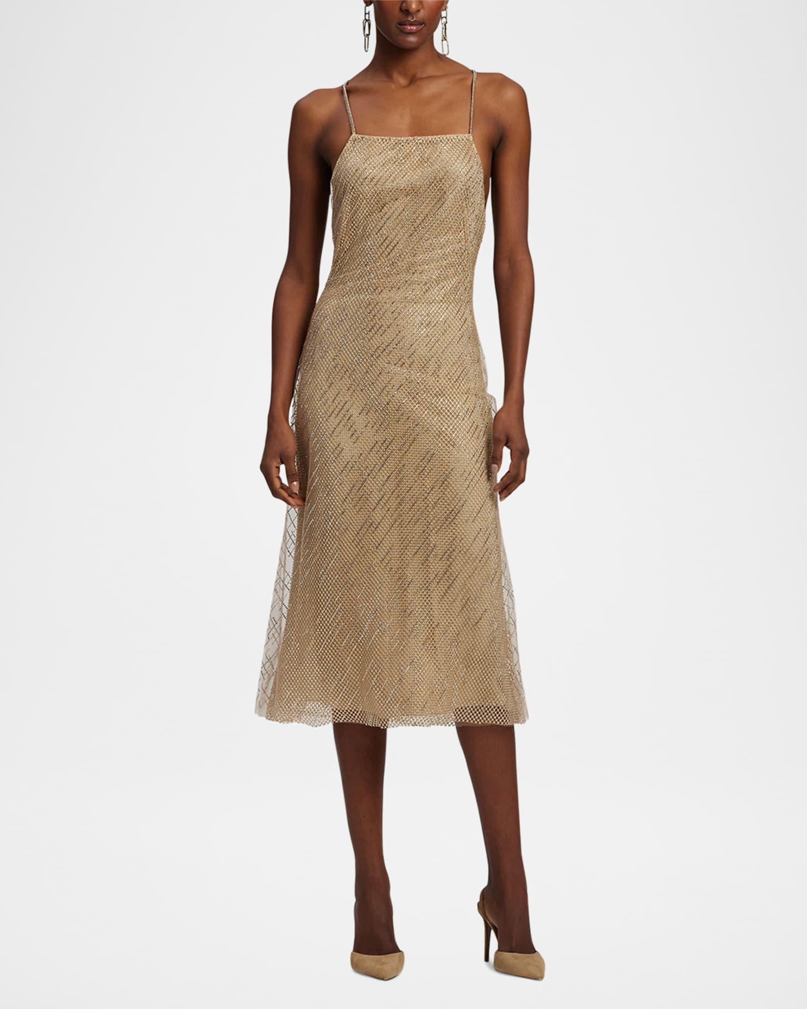 Crawford Sequined Mesh Cocktail Dress Product Image