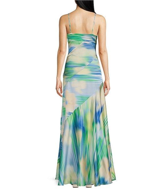 Belle by Badgley Mischka Sky Sleeveless Floral V-Neck Maxi Dress Product Image