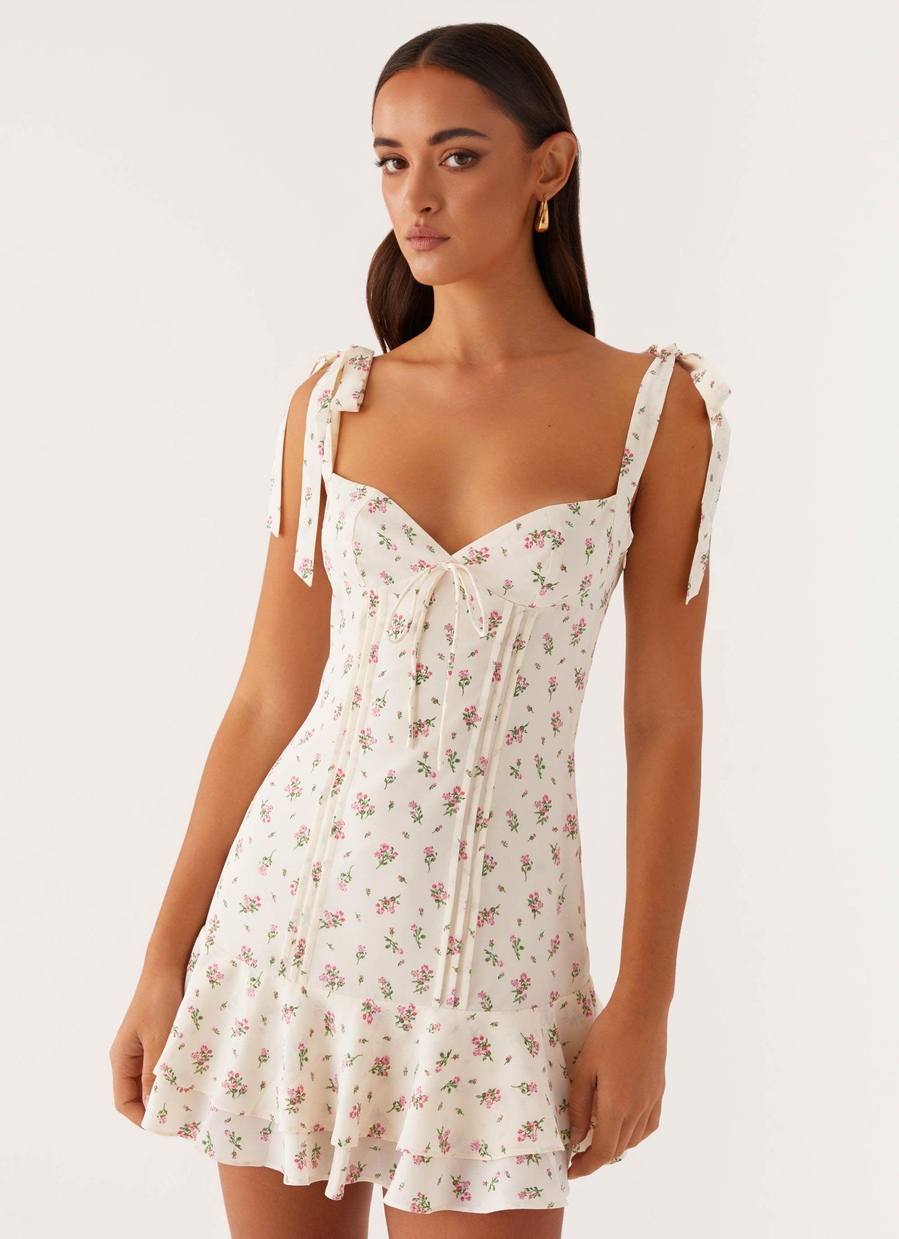 Tova Mini Dress - White Flower Product Image