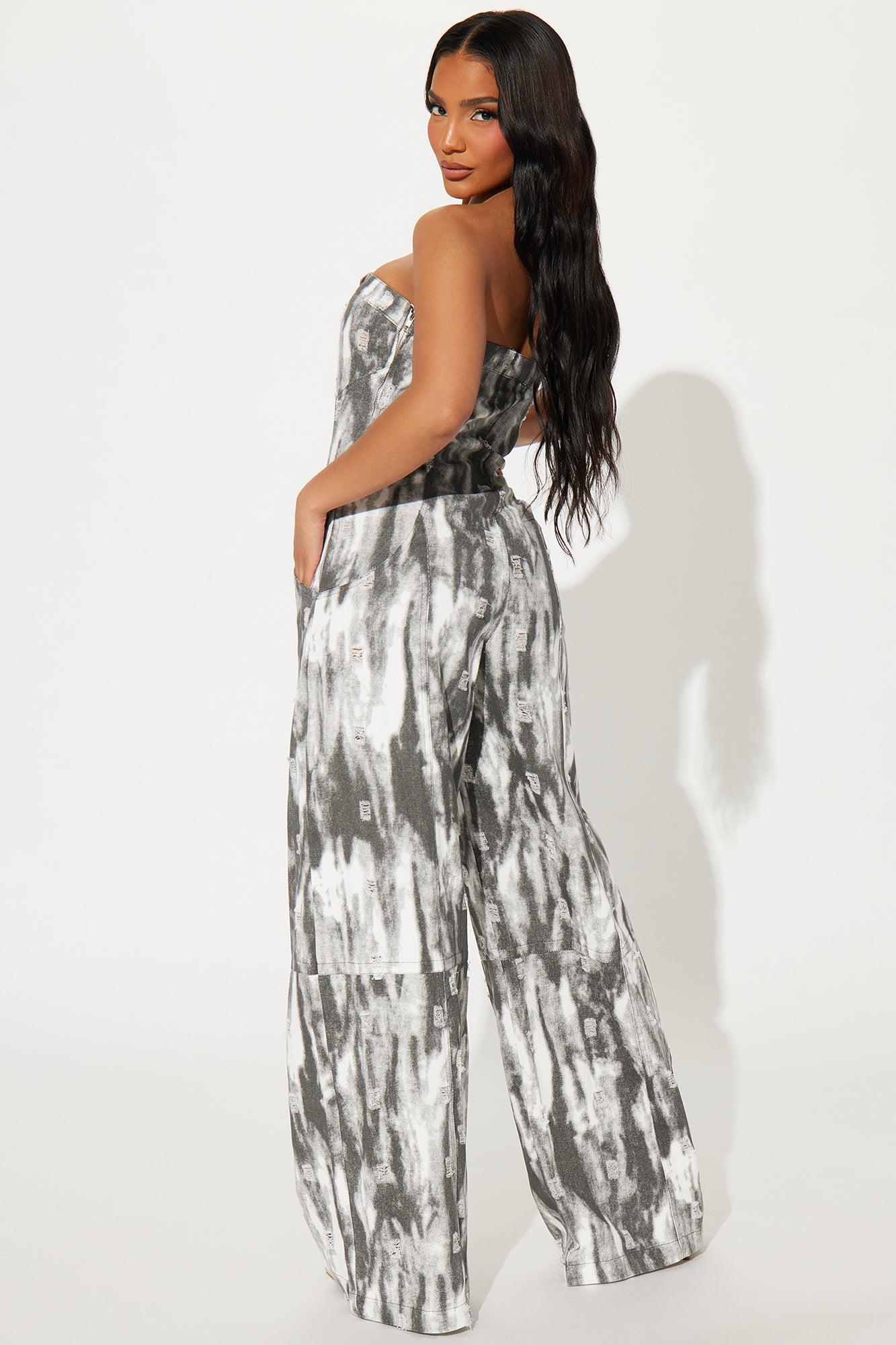 The Only Reason Denim Jumpsuit  - Grey Product Image