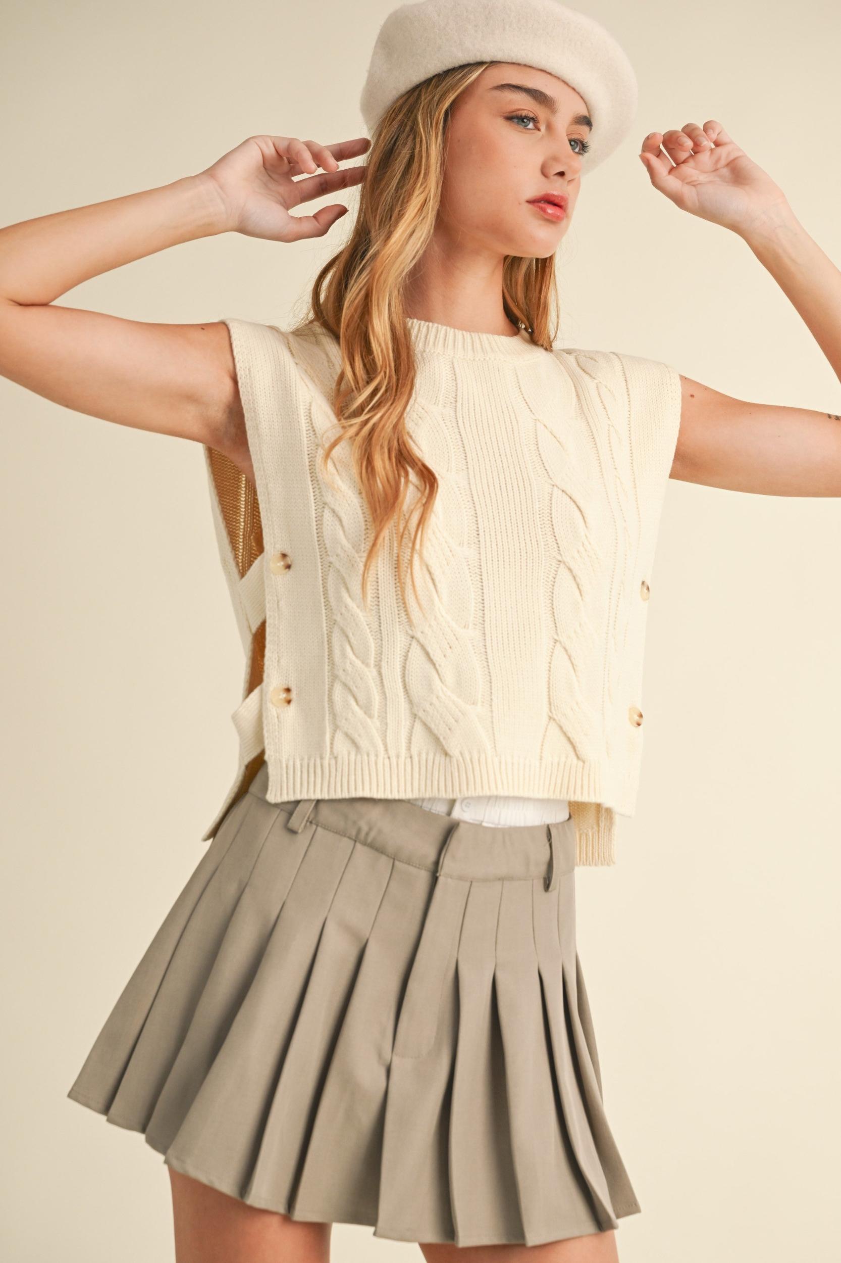 Cable Knit Open Side Vest Product Image