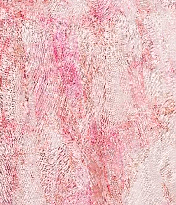 B. Darlin Floral Sleeveless Spaghetti Strap V-Neck Ruffled Tiered Dress Product Image