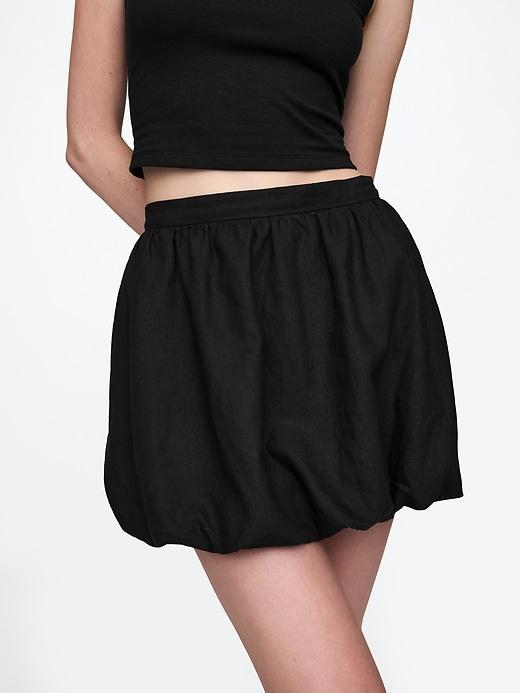 Linen-Blend Bubble Mini Skirt Product Image