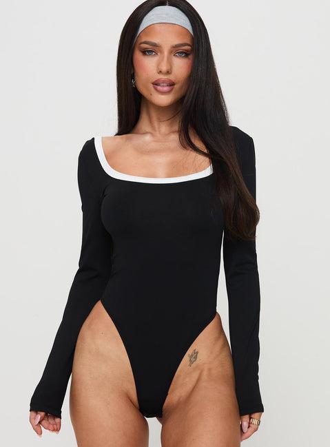 Ender Contrast Trim Bodysuit Black Product Image