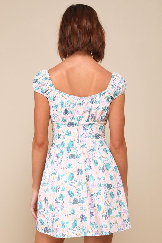 Instinctive Cutie Pink Floral Bustier Mini Dress With Pockets Product Image
