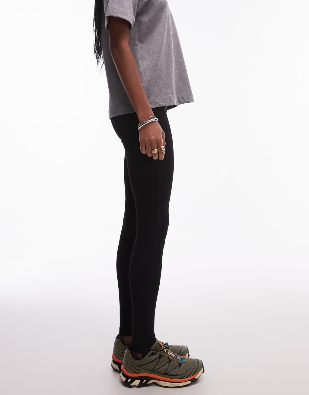 ARKET structured leggings with zip hem detail in black Product Image