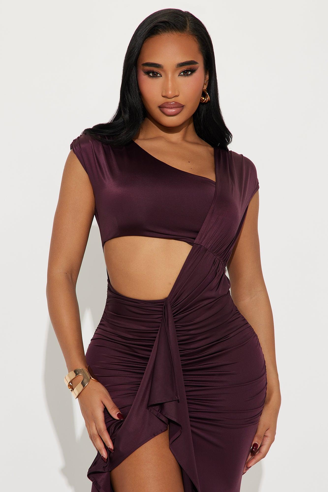 Heather Ruched Maxi Dress - Plum Product Image
