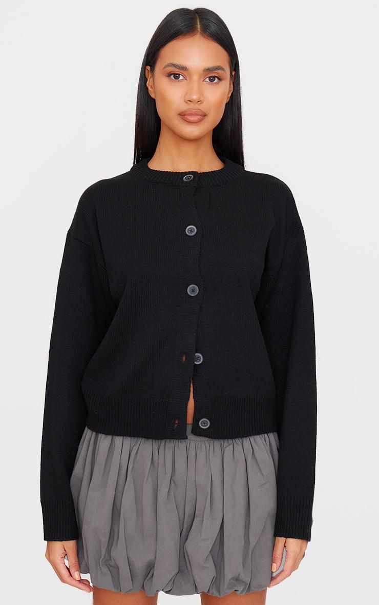 Charcoal Twill Puffball Mini Skirt Product Image