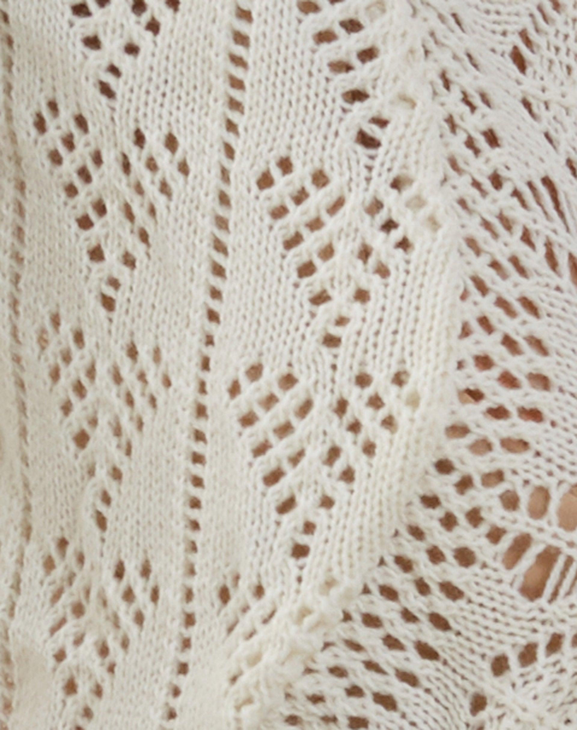 Avery Ribbon Tie Front Cardigan in Ivory Female Product Image