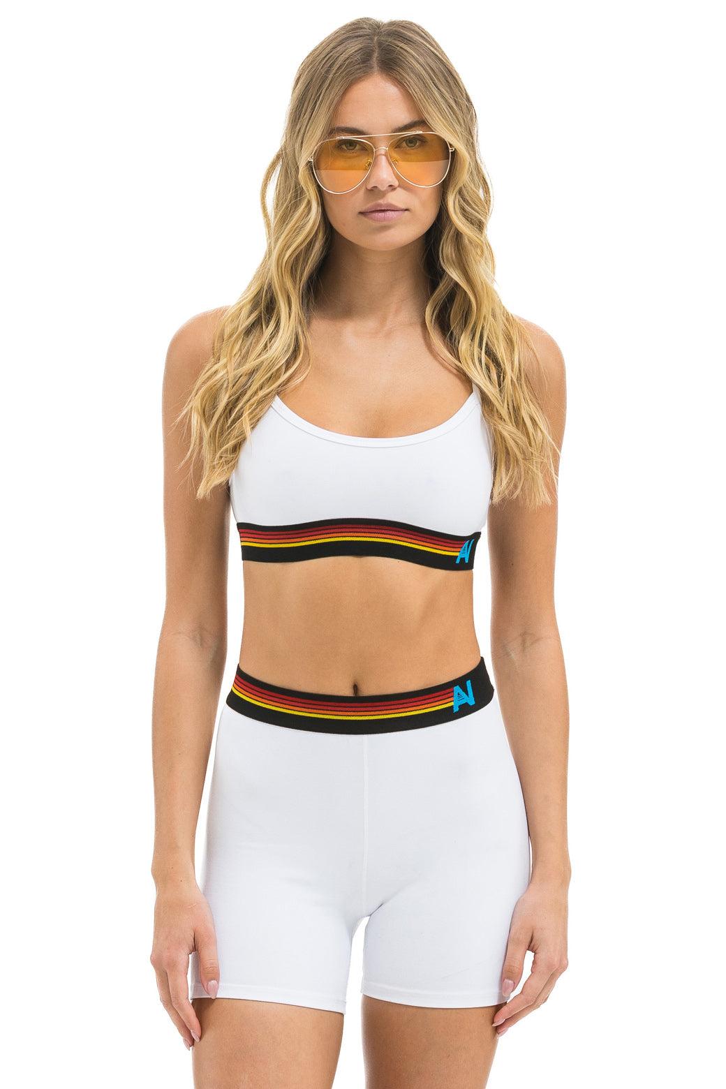 LOGO 4 INCH HI-RISE BIKER SHORT - WHITE Female Product Image