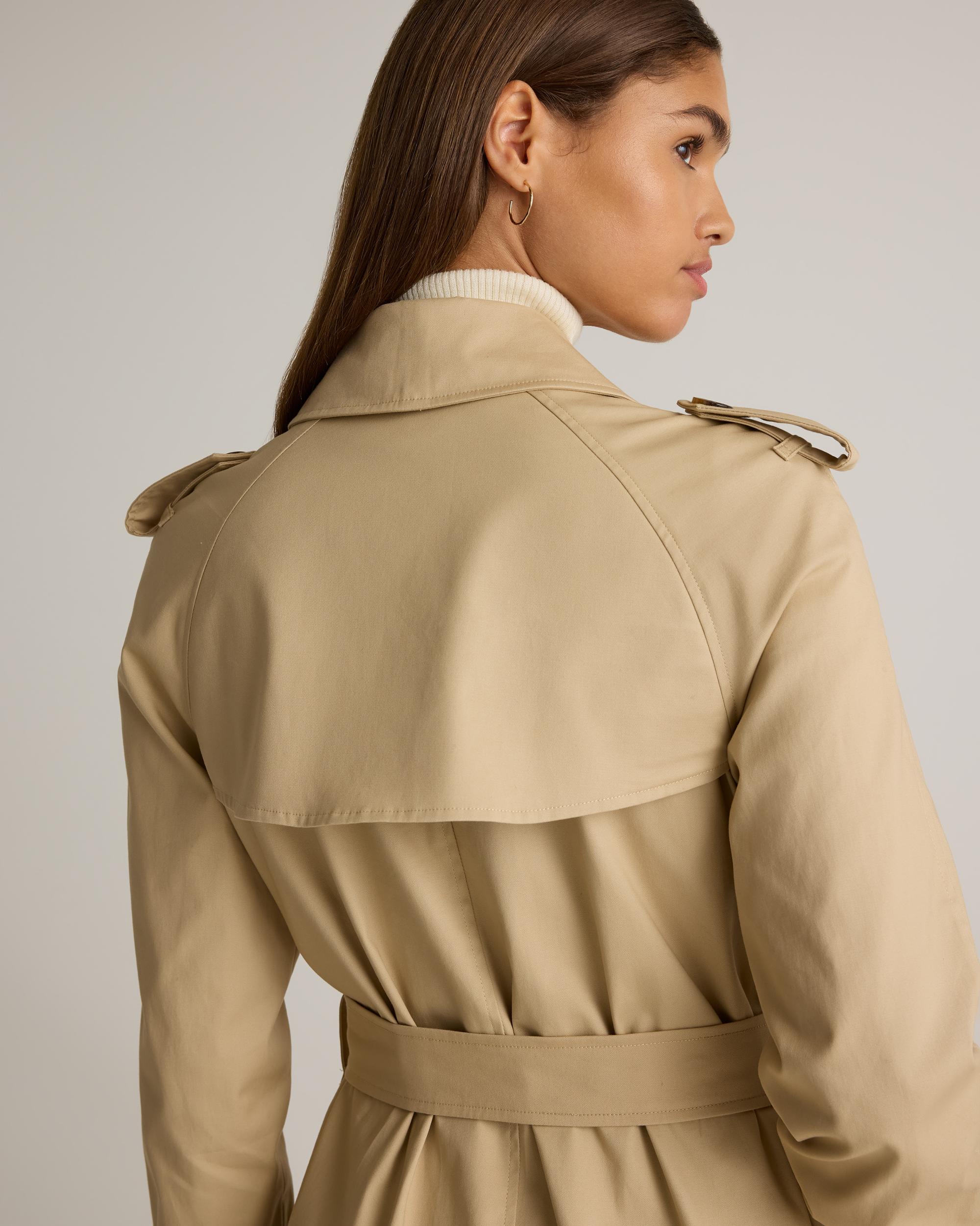 Quince | Women's Comfort Stretch Long Trench Coat Size XS, Organic Cotton Product Image