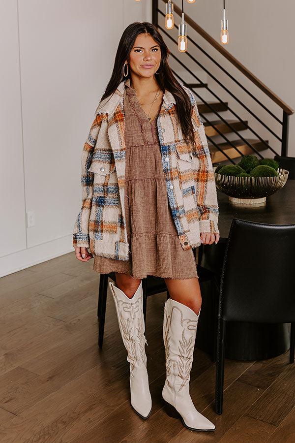 Across The World Mineral Wash Mini Dress In Mocha Product Image