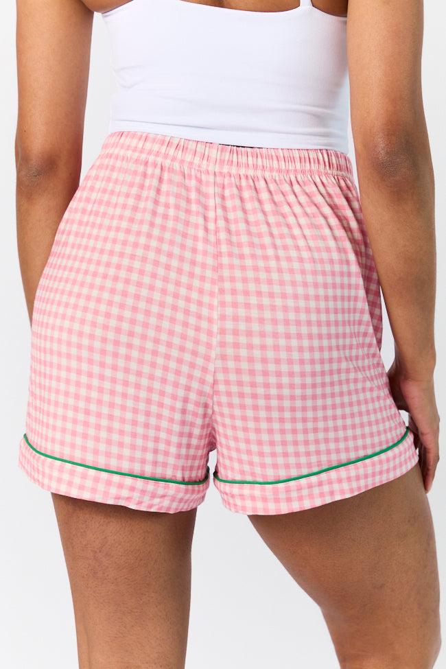 Good To Get Away Pink Gingham Pajama Shorts SALE Product Image