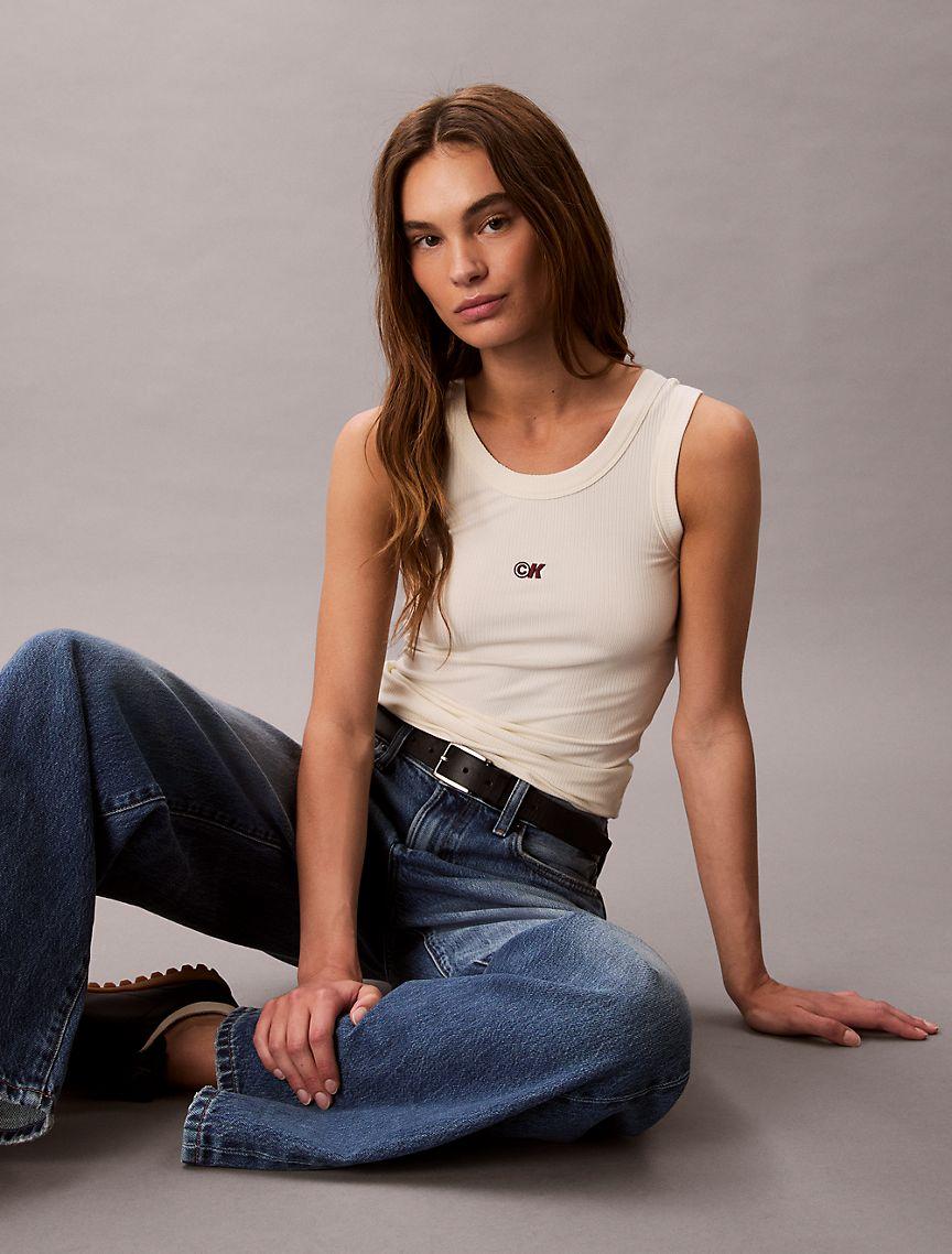 Modal Stretch Monogram Logo Graphic Tank Top  Product Image