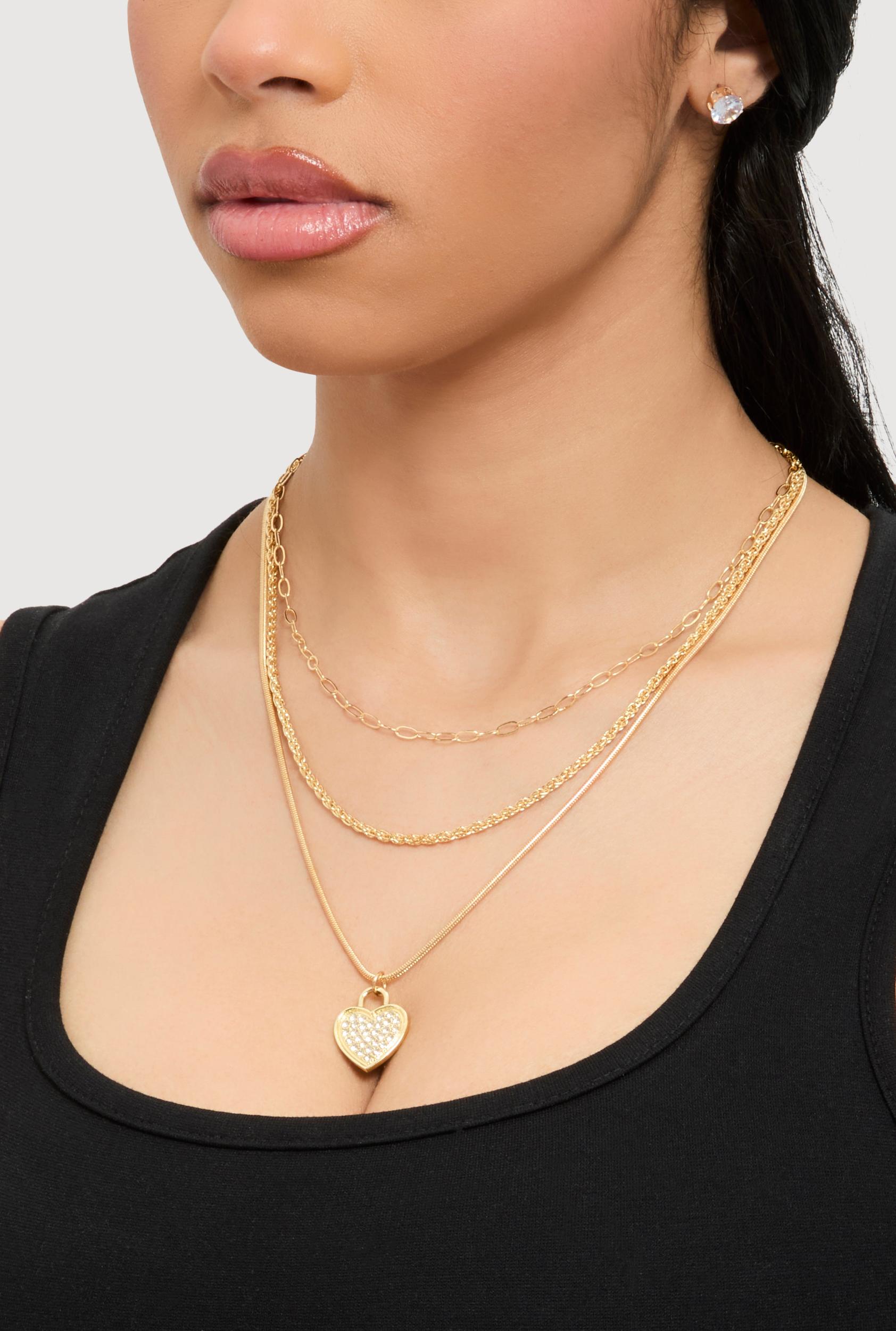 Love Curb Chain Necklace and Stud Earrings Unisex Product Image