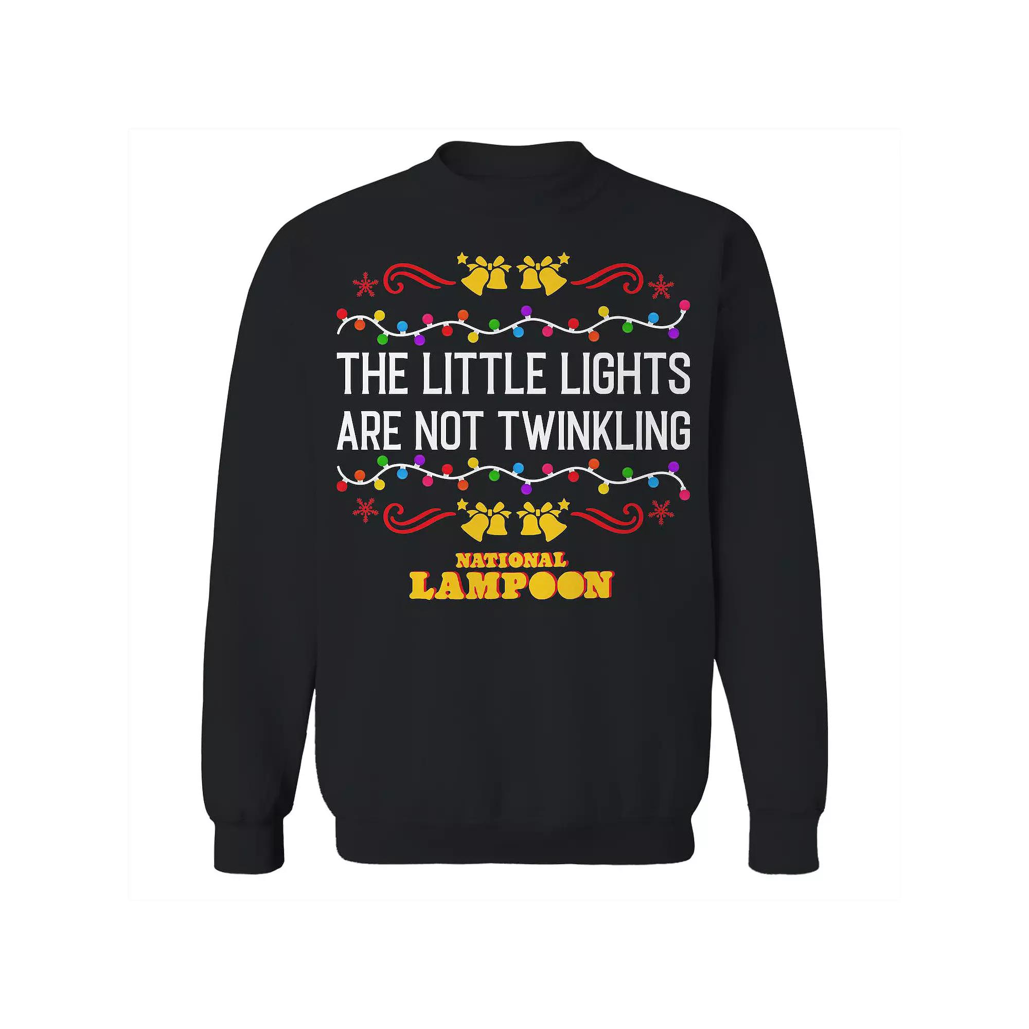 Men's Little Lights National Lampoon's Christmas Vacation Graphic Fleece Crew Sweatshirt, Size: Medium, Black Product Image
