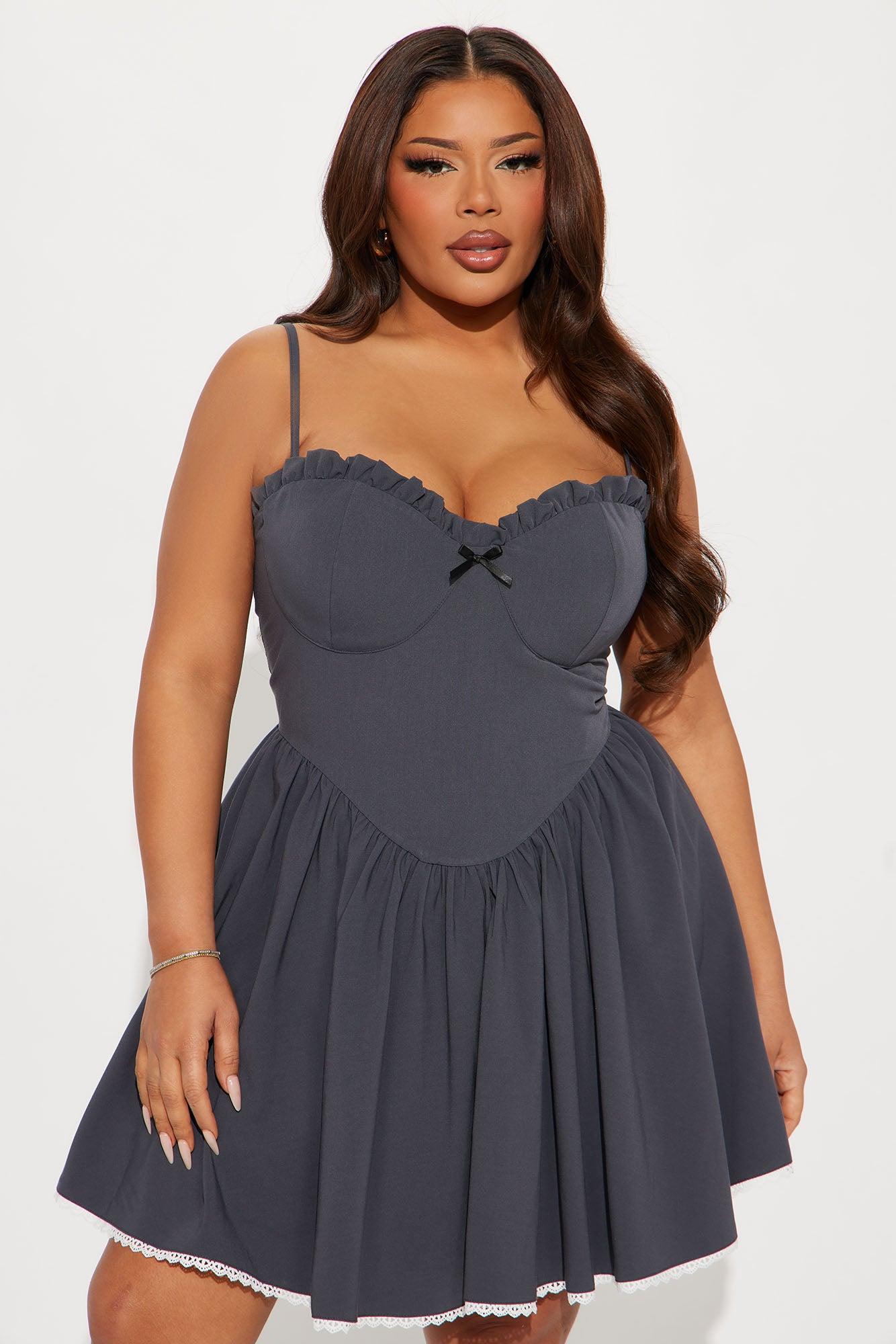 Lucinda Corset Mini Dress - Charcoal Product Image