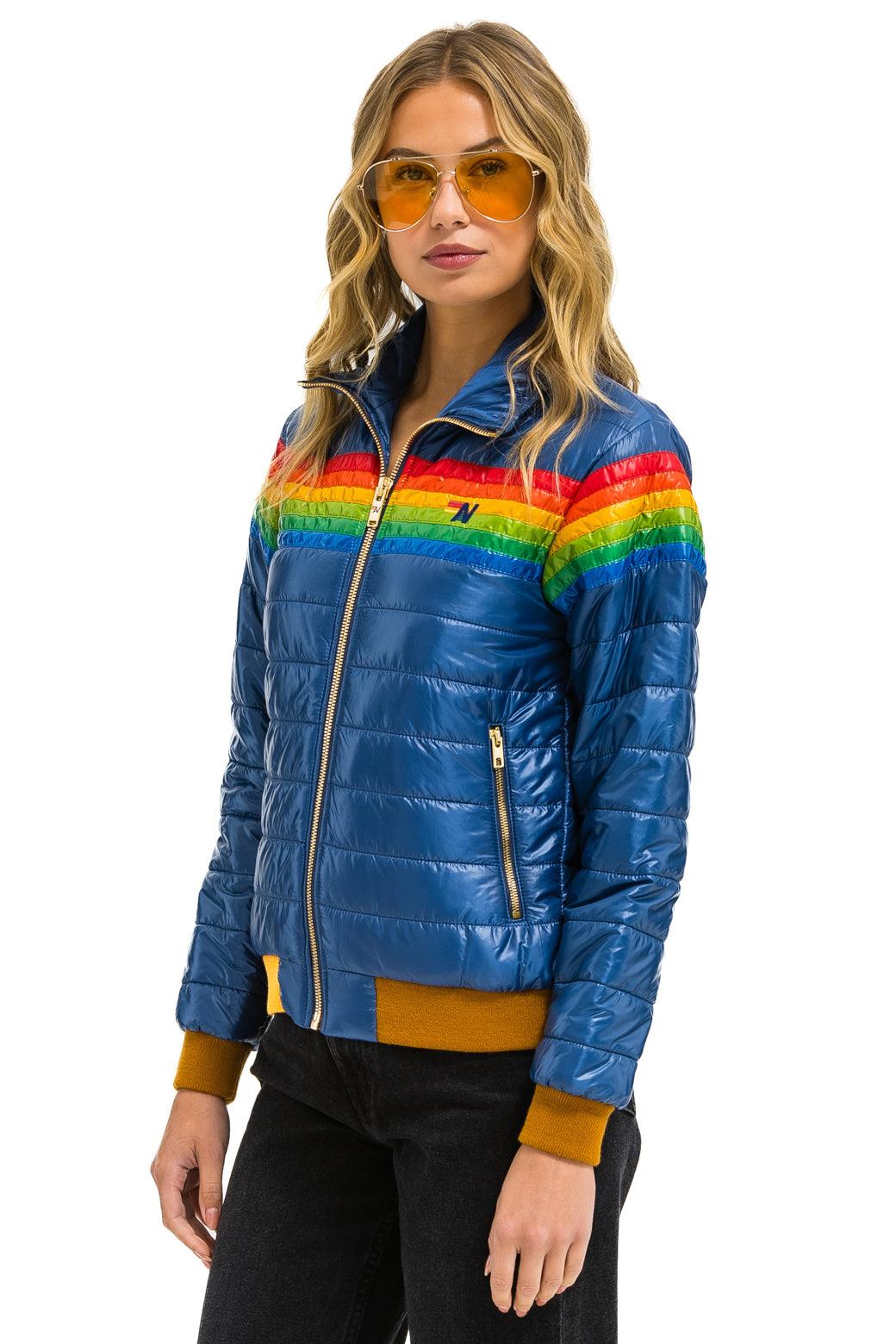 6 STRIPE JACKET -  GLOSSY DEEP BLUE Female Product Image
