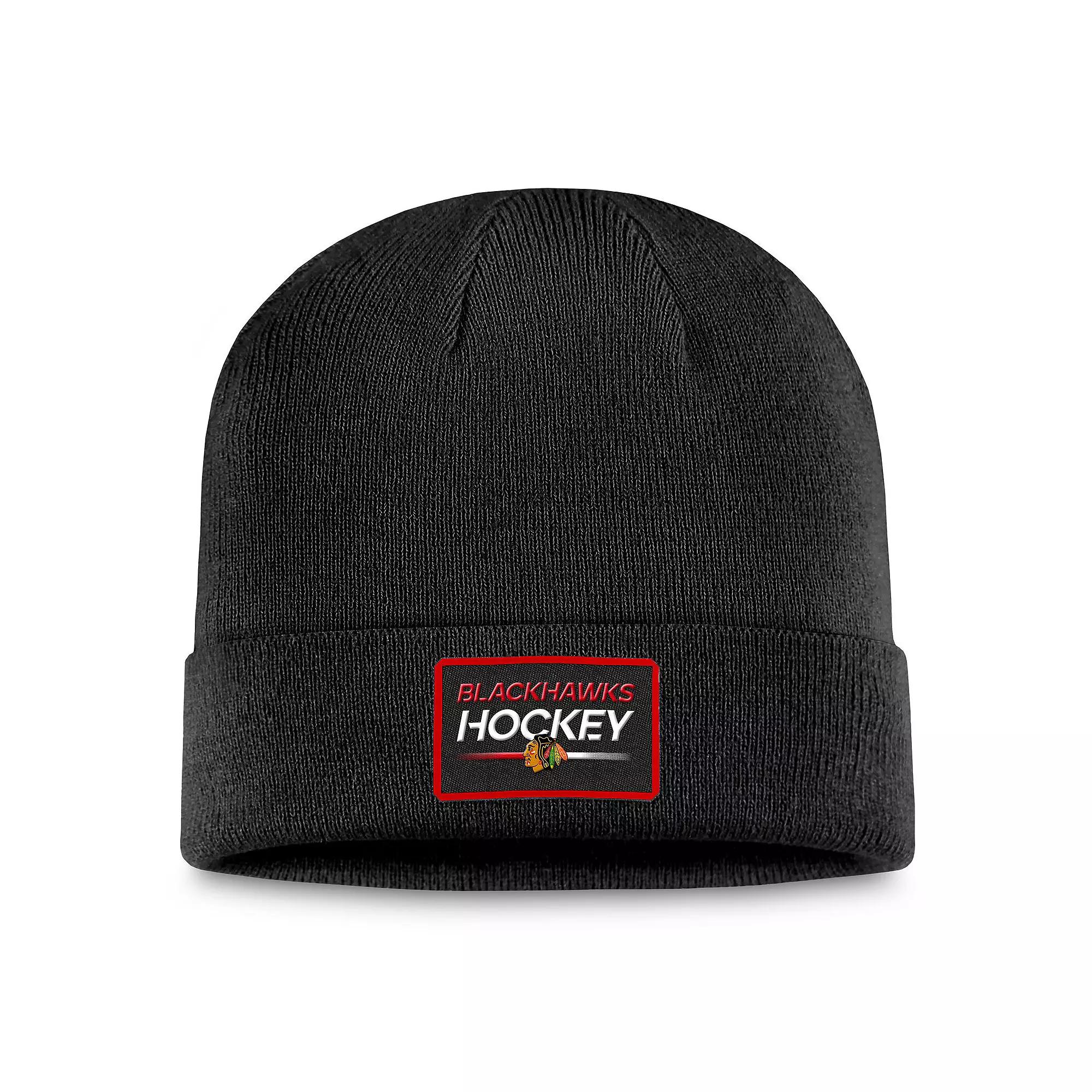 Men's Fanatics Branded  Black Chicago Blackhawks Authentic Pro Cuffed Knit Hat Product Image